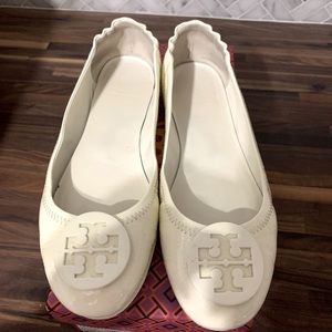 White Tory Burch slip ons
